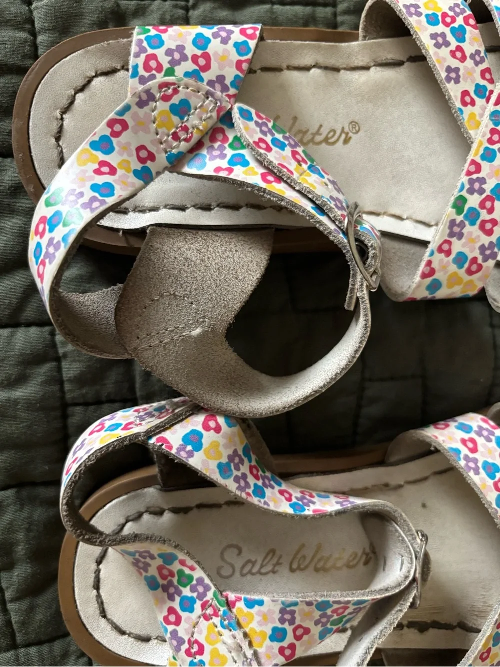 Salt Water Floral White Multi Strappy Kids Sandals